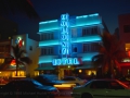 .., Florida, Miami Beach - Ocean Drive - Colony by night