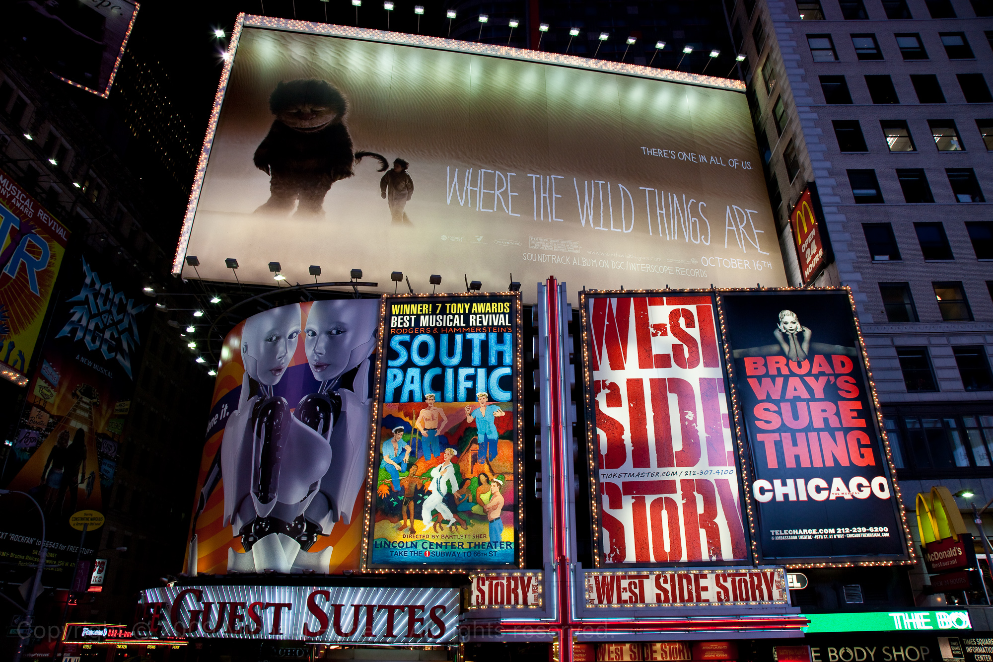 13.10.2009, New York und Chicago, Am Times Square by Night