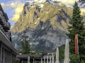 Abendblick von der Terrasse des Parkhotel Schoenegg zum Wetterhorn
